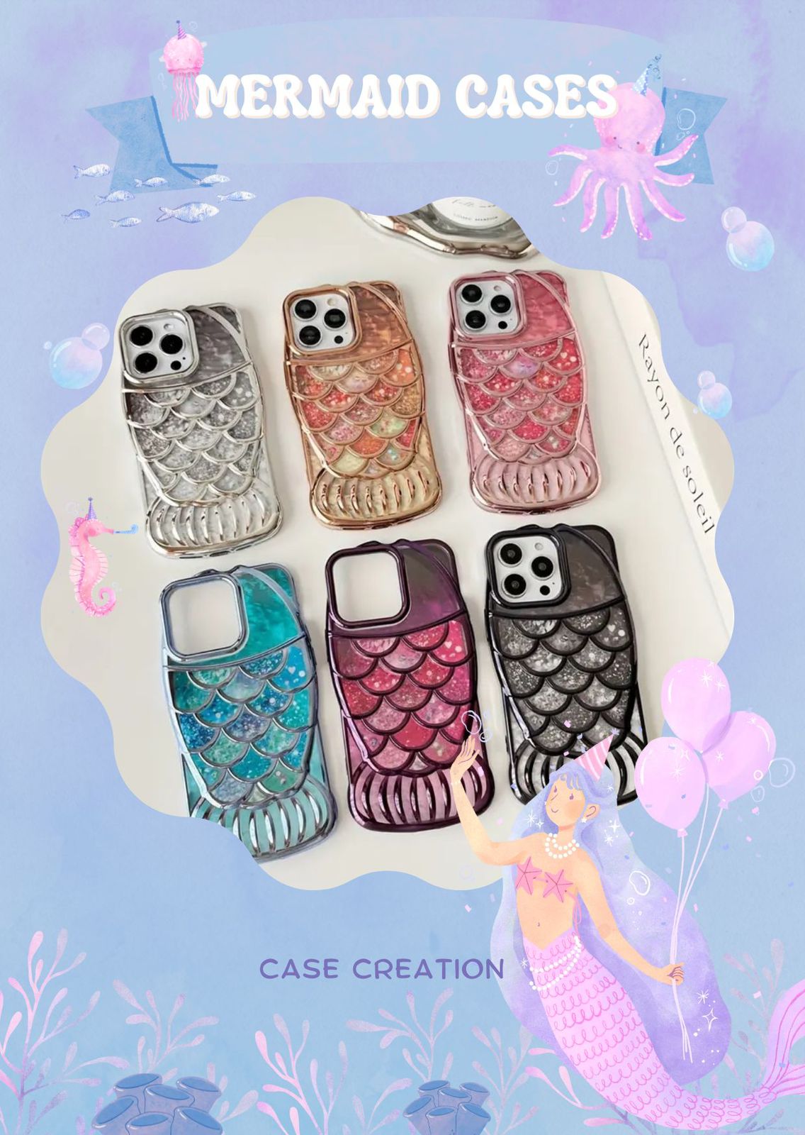 3D Mermaid Glitter Chubby Luxury Fat Fish Case