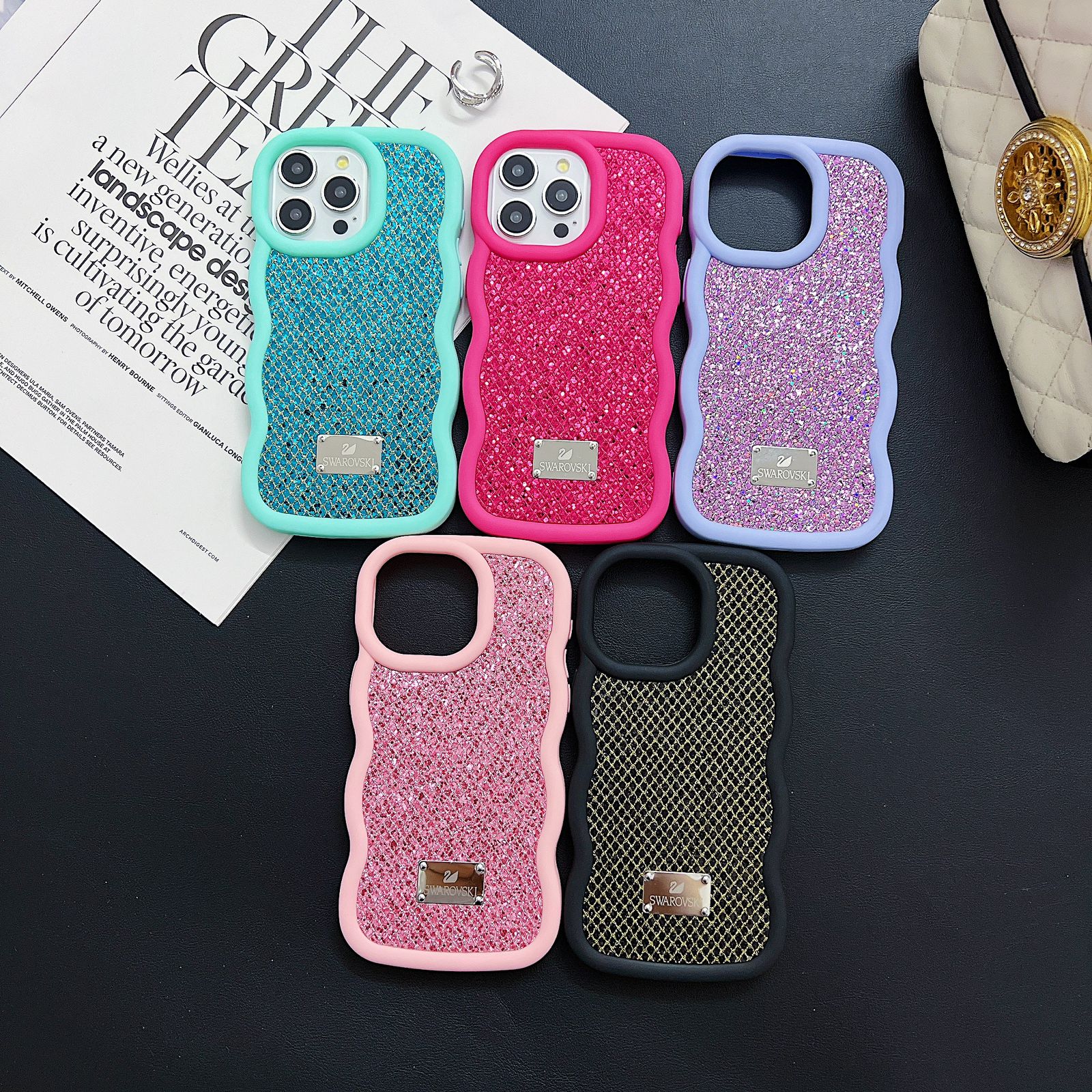 Bling Diamond Sparkle Curly Wave Glittery Star Case