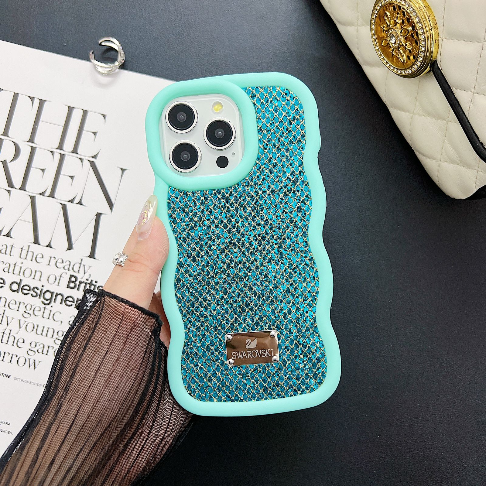 Bling Diamond Sparkle Curly Wave Glittery Star Case