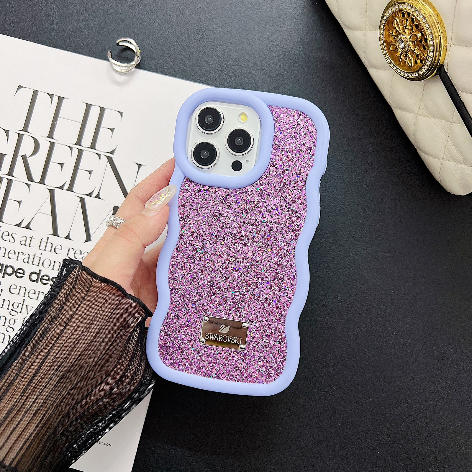 Bling Diamond Sparkle Curly Wave Glittery Star Case