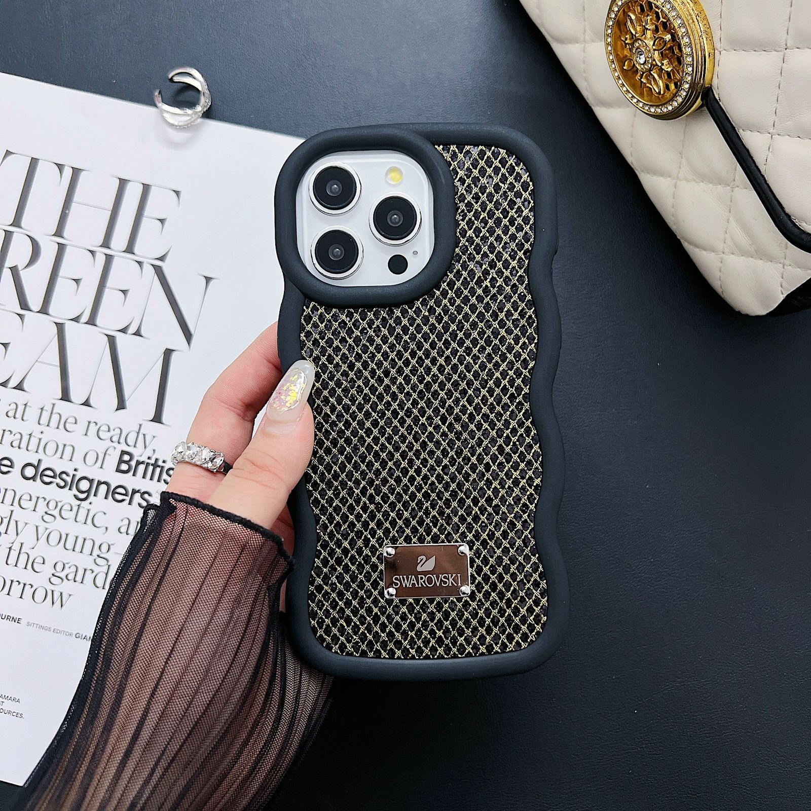 Bling Diamond Sparkle Curly Wave Glittery Star Case