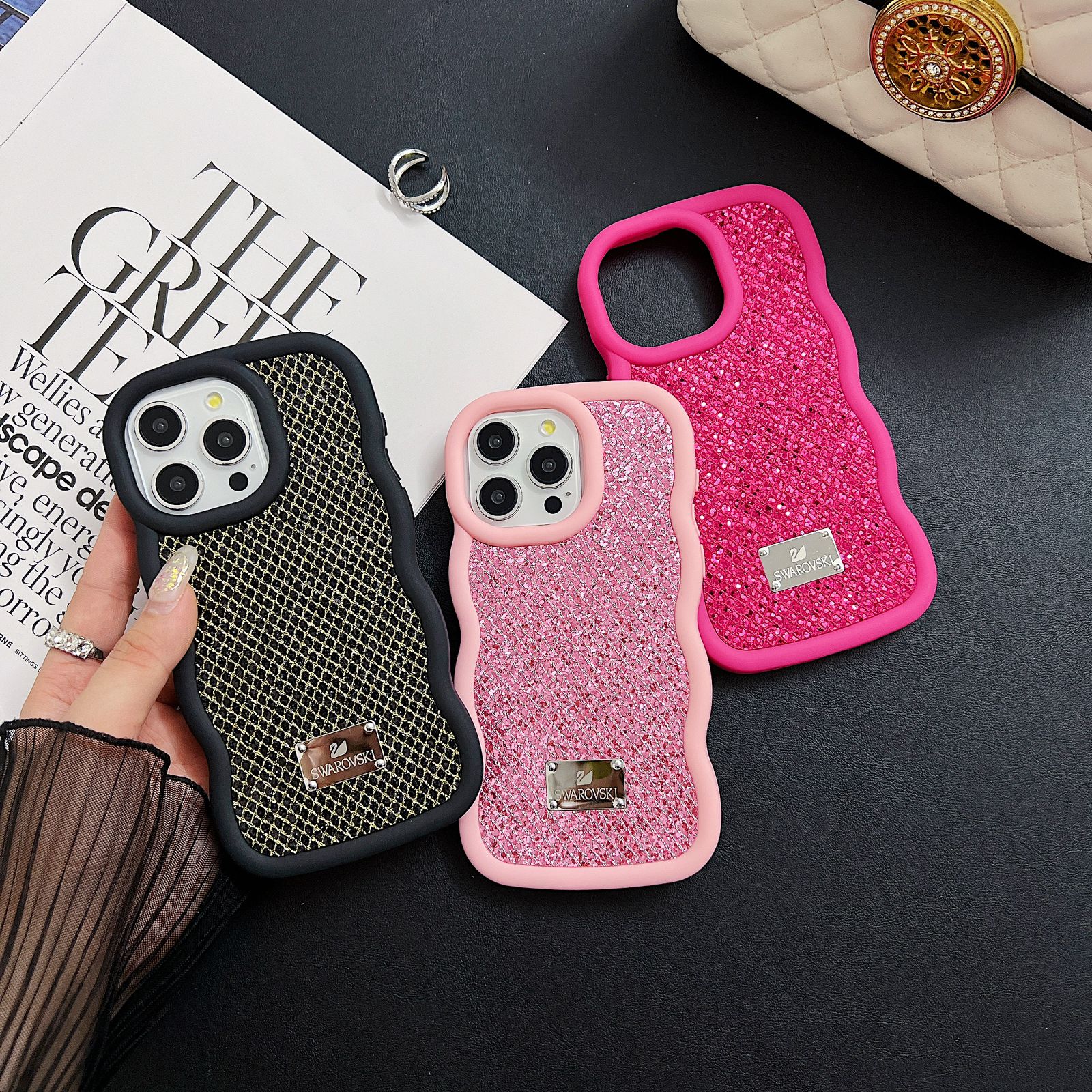 Bling Diamond Sparkle Curly Wave Glittery Star Case