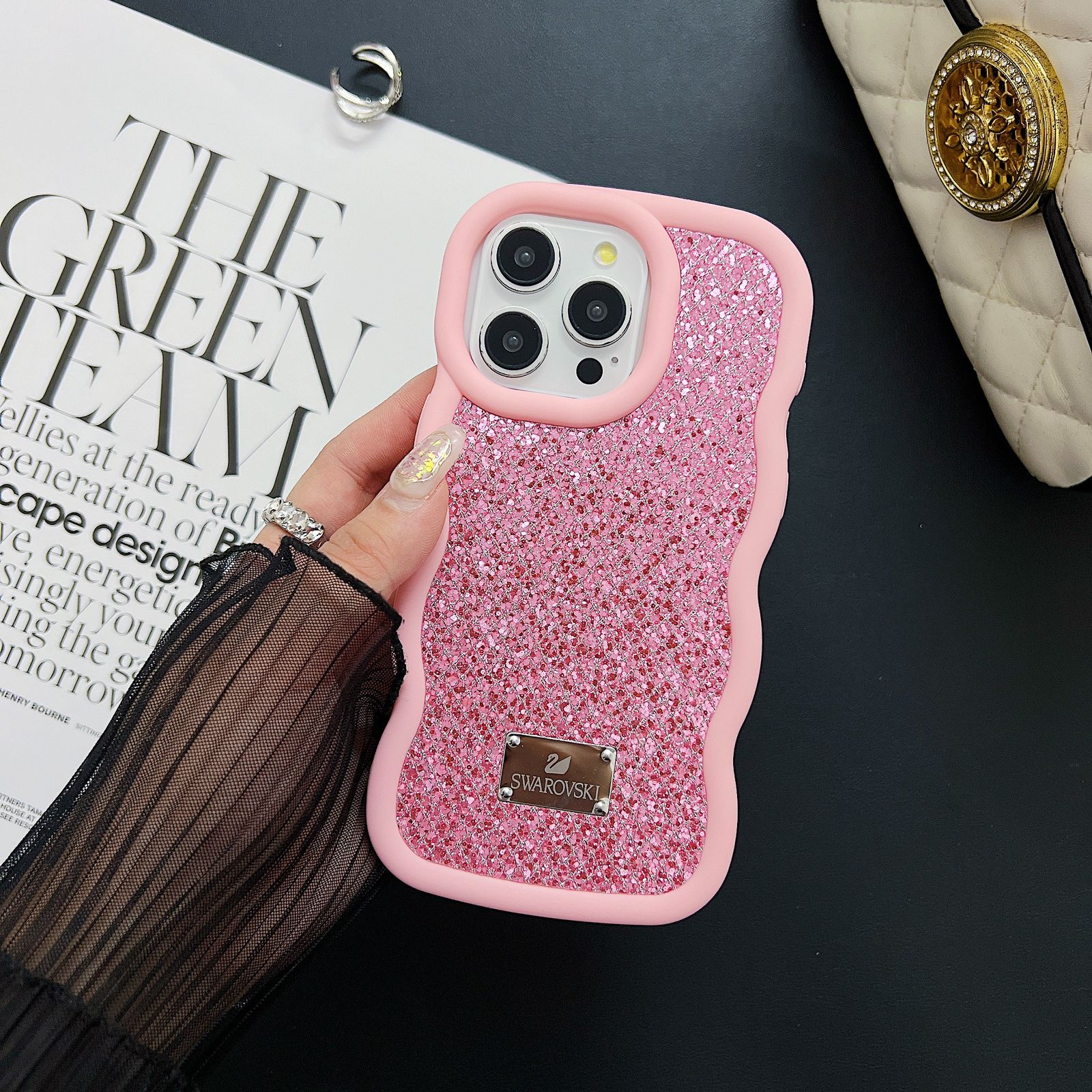 Bling Diamond Sparkle Curly Wave Glittery Star Case