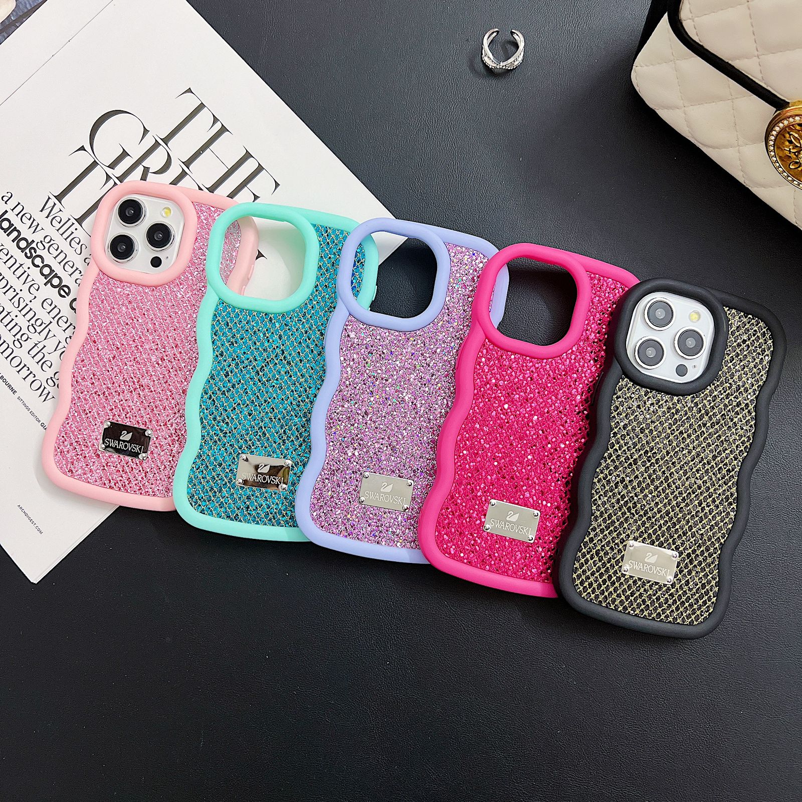 Bling Diamond Sparkle Curly Wave Glittery Star Case