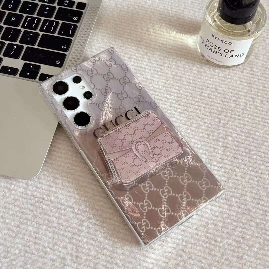 Trendy Fashion Brand luxurious Gradient Feather Phone Case with Pop Holder