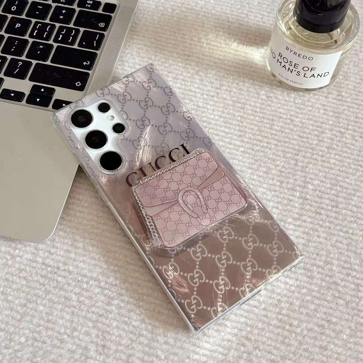 Trendy Fashion Brand luxurious Gradient Feather Phone Case with Pop Holder