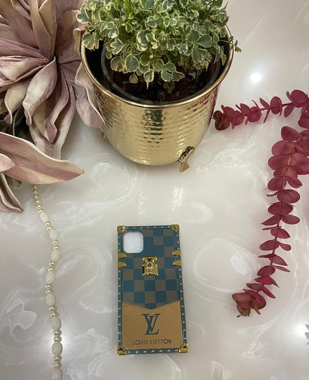 Luxury Designer Brand Shine Logo Square Leather Case