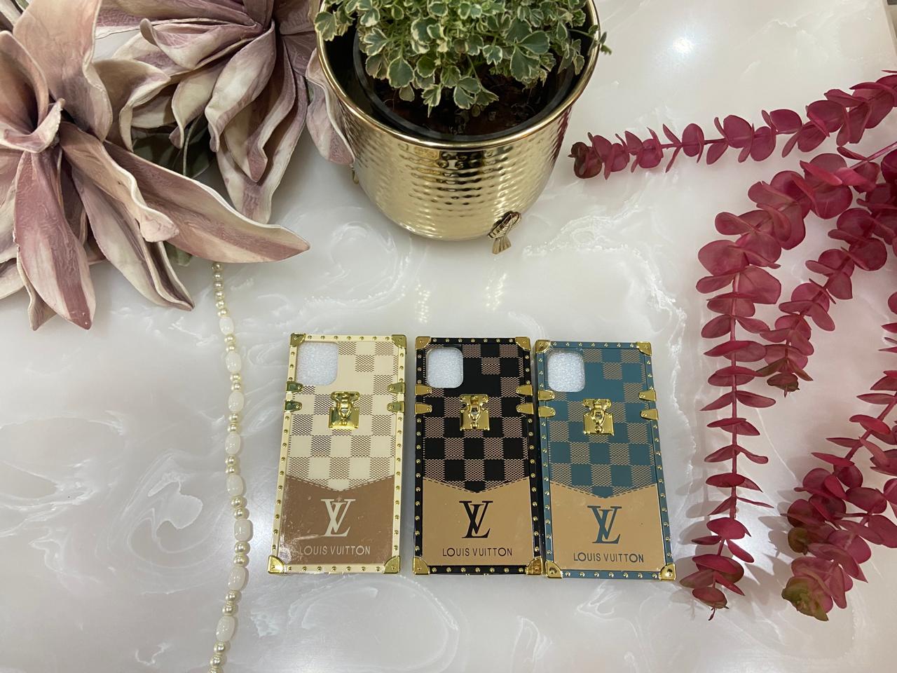 Luxury Designer Brand Shine Logo Square Leather Case