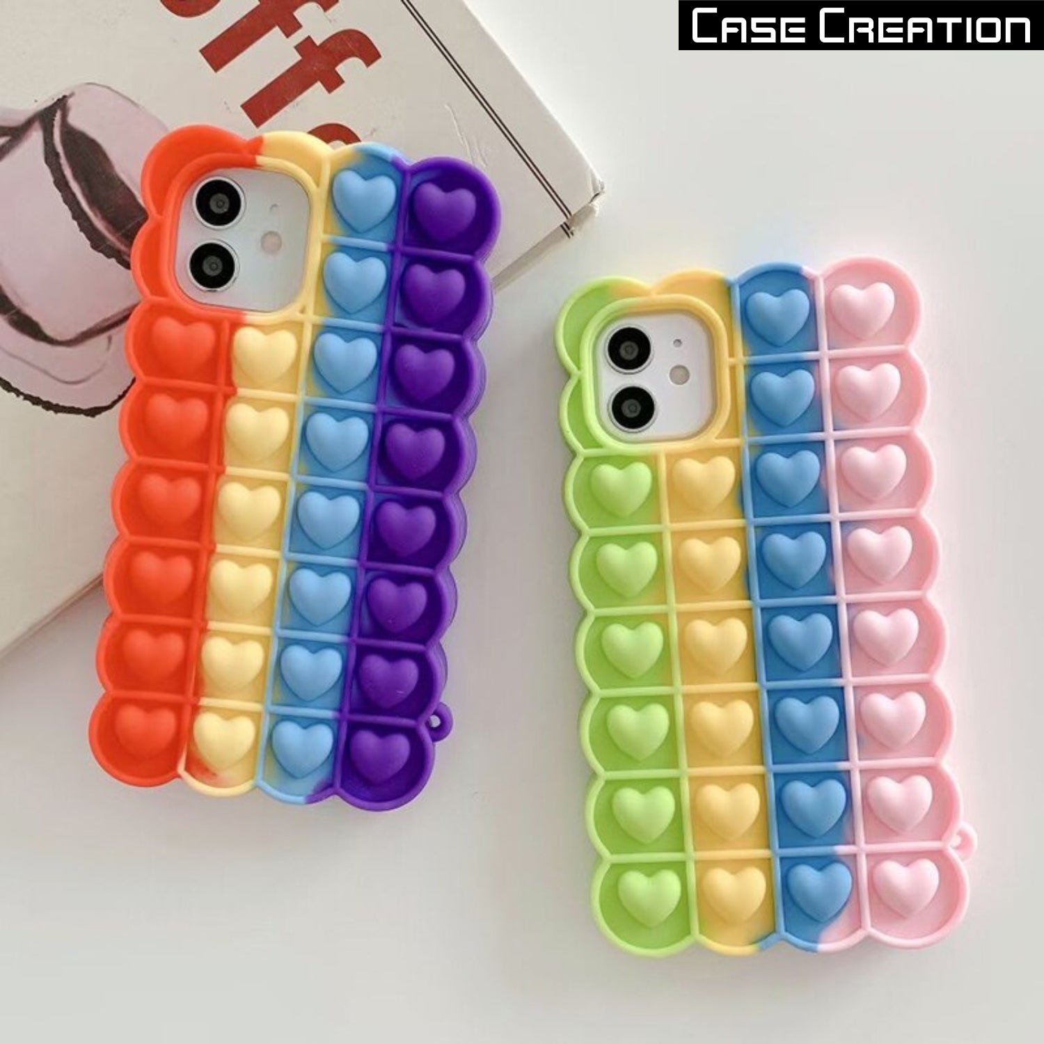 Push Pop Heart Love Bubble Fidget Toys Game Stress Relief case