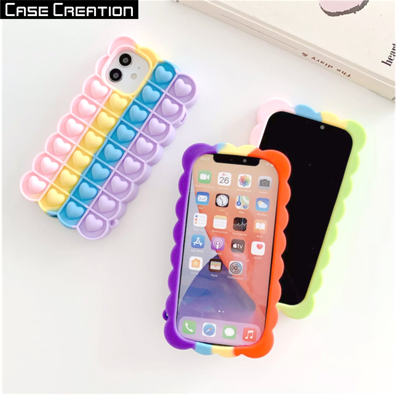 Push Pop Heart Love Bubble Fidget Toys Game Stress Relief case