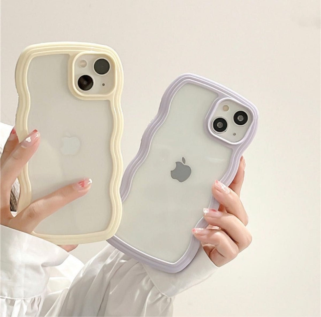 3D Curly Wave TPU Transparent Colorful Frame Bumper Case