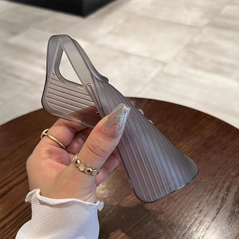 Virat Frosted Matte Finish Black lining Soft Case Translucent Slim Sleek fit Corrugated Stripes Pattern