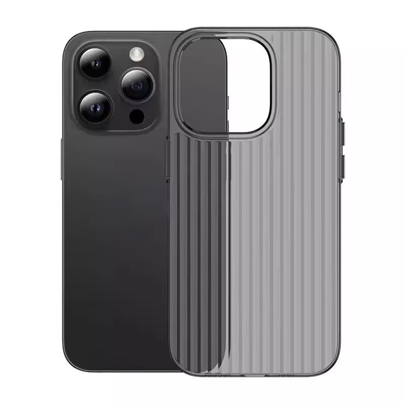 Virat Frosted Matte Finish Black lining Soft Case Translucent Slim Sleek fit Corrugated Stripes Pattern