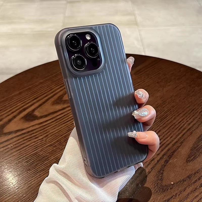 Virat Frosted Matte Finish Black lining Soft Case Translucent Slim Sleek fit Corrugated Stripes Pattern