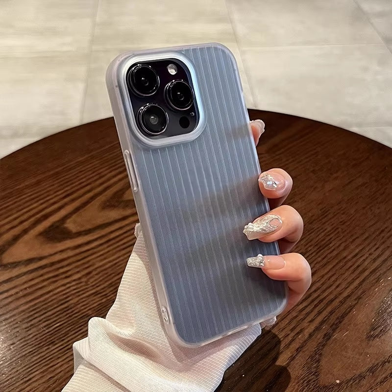 Virat Frosted Matte Finish Clear lining Soft Case Translucent Slim Sleek fit Corrugated Stripes Pattern