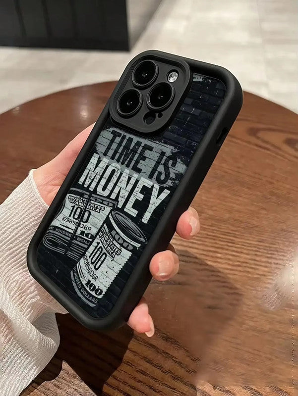 Time is Money Hot 3D Dollar Painting Concave Luxury Design Elegant Phone Case - Black
