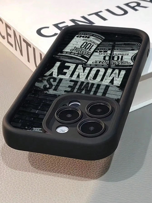 Time is Money Hot 3D Dollar Painting Concave Luxury Design Elegant Phone Case - Black