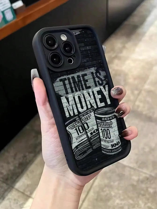 Time is Money Hot 3D Dollar Painting Concave Luxury Design Elegant Phone Case - Black