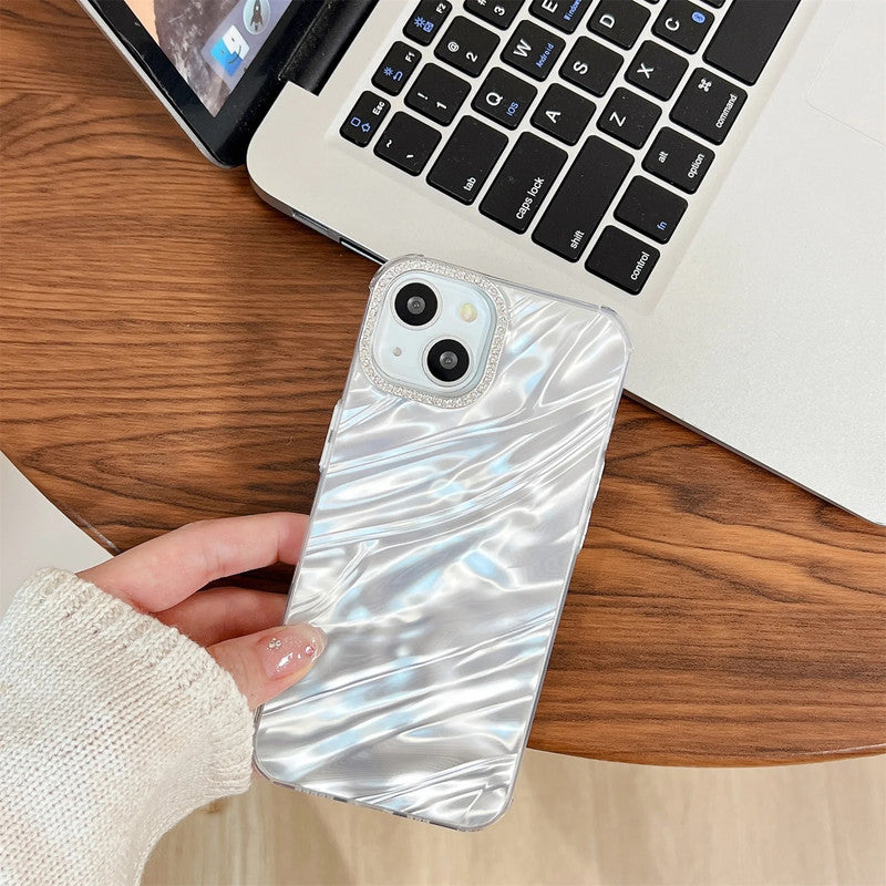 3D Hot Diamond Ring Full 360 Camera Lens Protection Laser Cut Water Ripple Mirror Glitter Colorful Hard Mobile Cover for iPhone 13 Pro Max