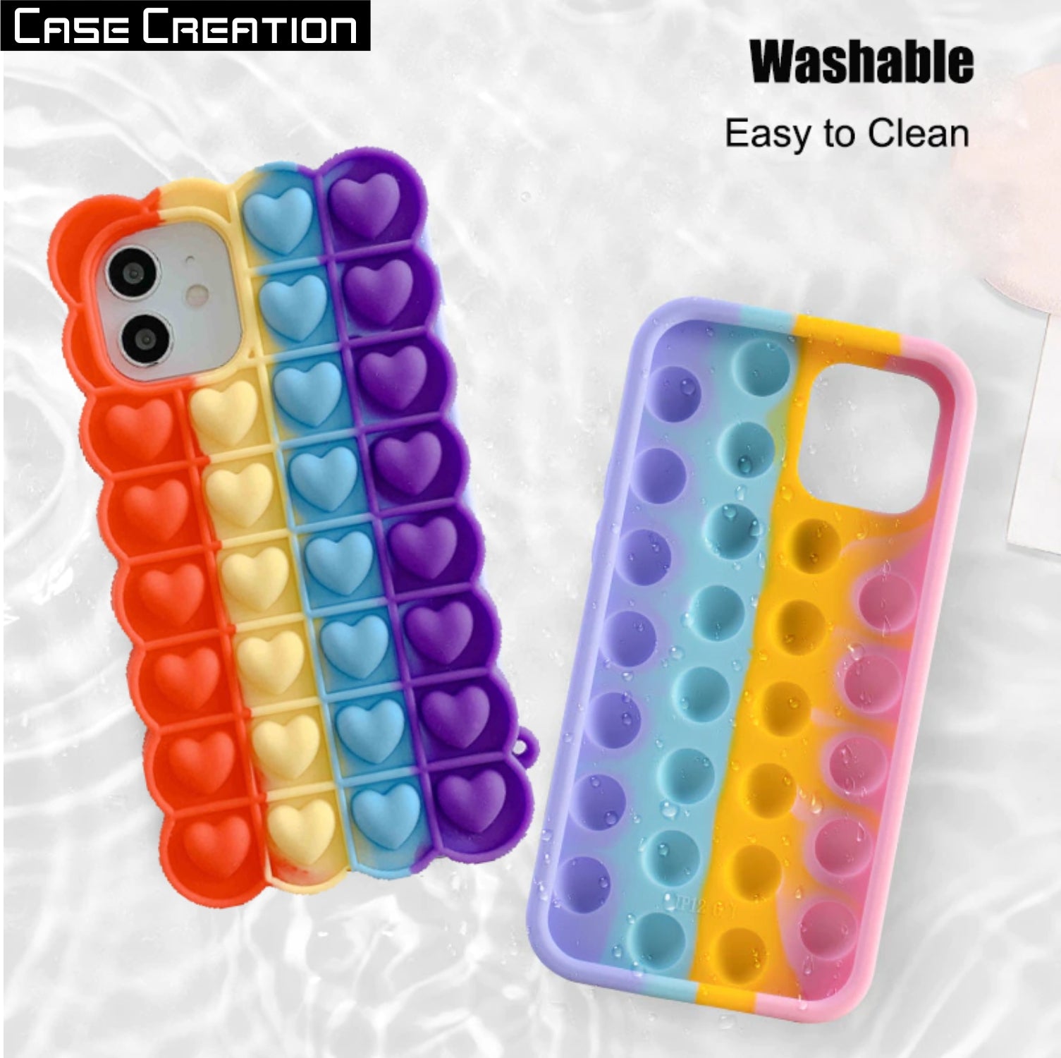 Push Pop Heart Love Bubble Fidget Toys Game Stress Relief case