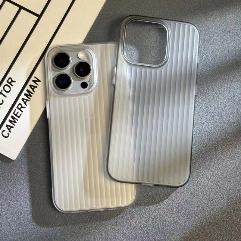 Virat Frosted Matte Finish Black lining Soft Case Translucent Slim Sleek fit Corrugated Stripes Pattern