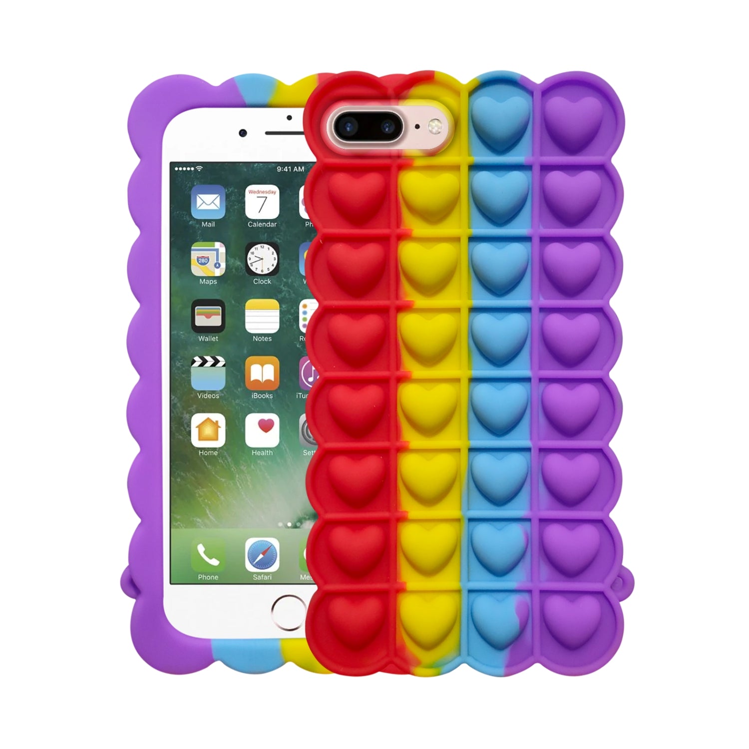 Push Pop Heart Love Bubble Fidget Toys Game Stress Relief case