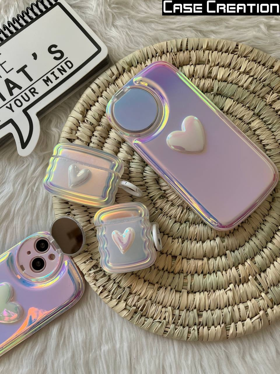 3D Holographic Heart Color Changing Women Makeup Reflective Phone Cover