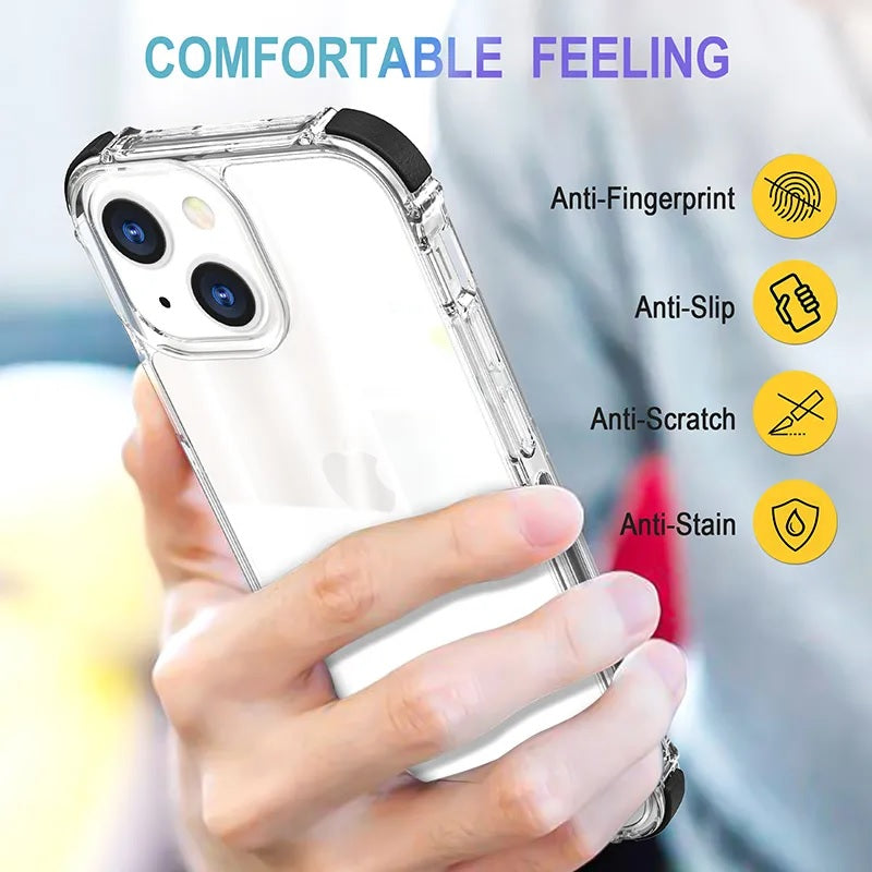 Hard Transparent Clear Strong TPU iPhone Case + Tough Polycarbonate Crystal HD Clear