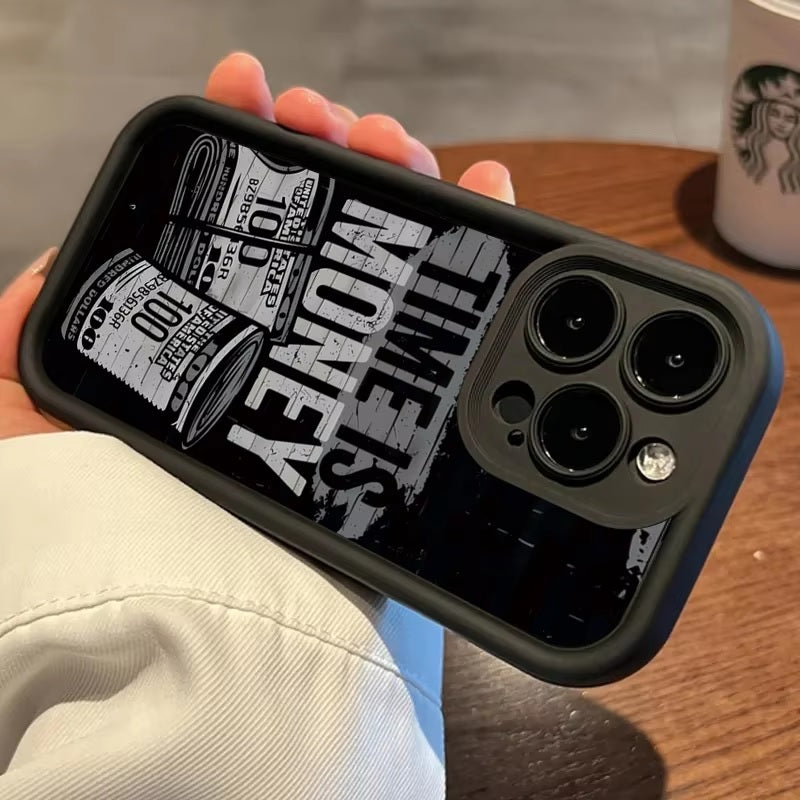 Time is Money Hot 3D Dollar Painting Concave Luxury Design Elegant Phone Case - Black