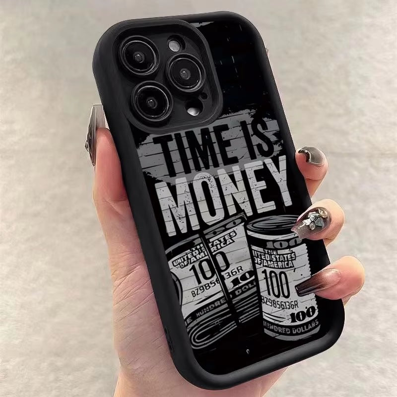 Time is Money Hot 3D Dollar Painting Concave Luxury Design Elegant Phone Case - Black
