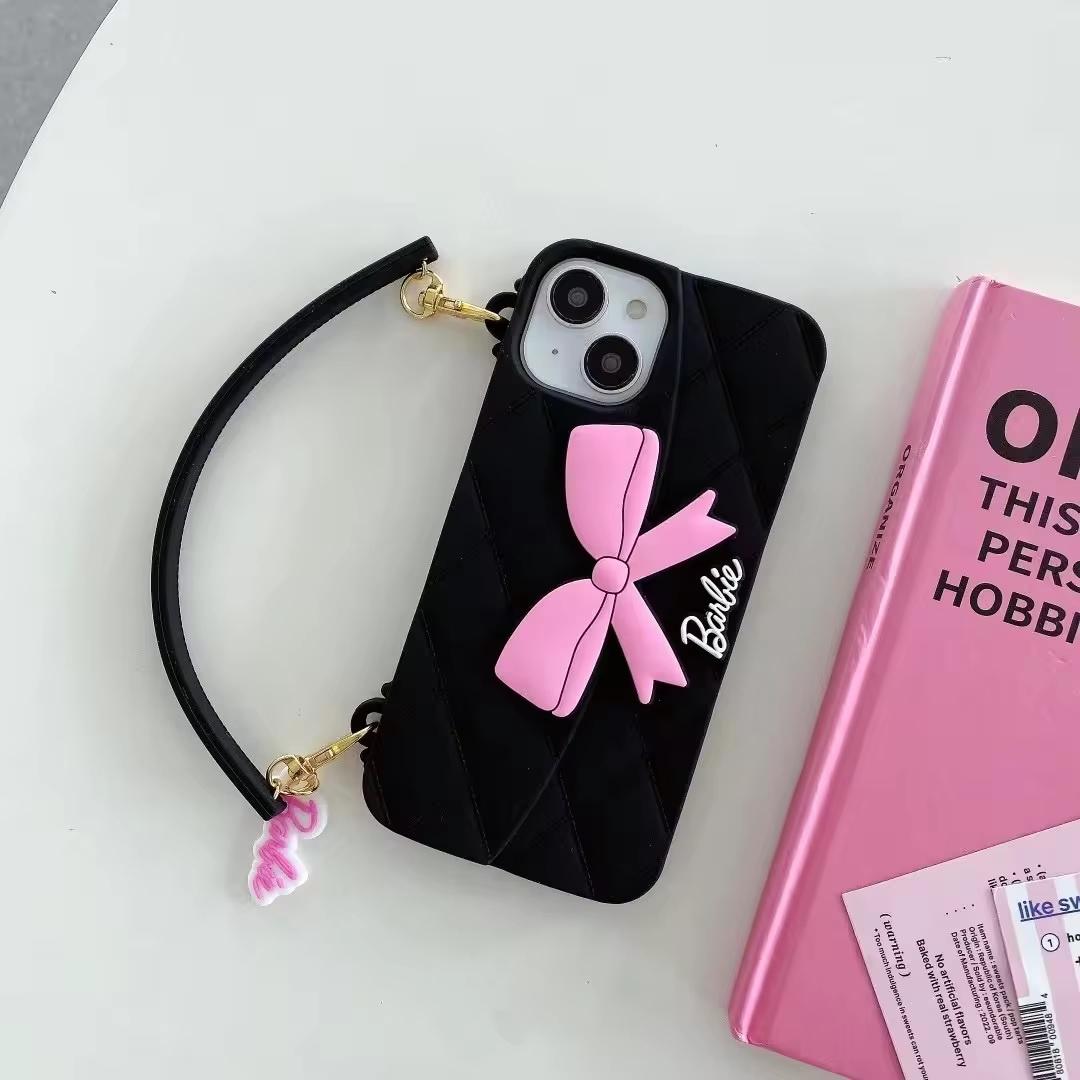 3D Barbie Bow Handbag Sling Purse Case With Strap Wallet Phone Chain Cover