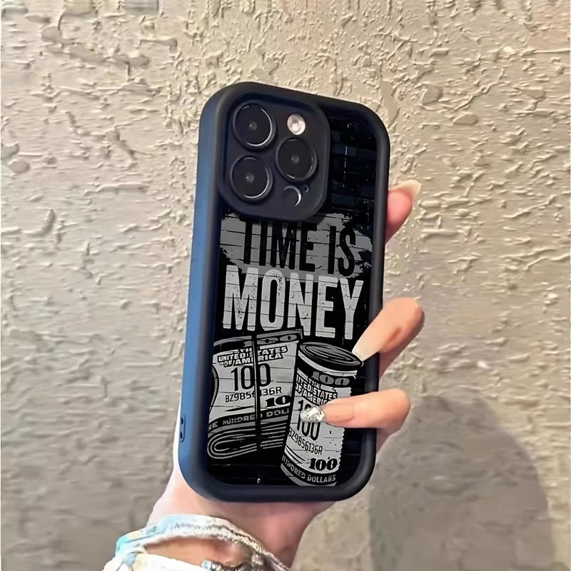 Time is Money Hot 3D Dollar Painting Concave Luxury Design Elegant Phone Case - Black