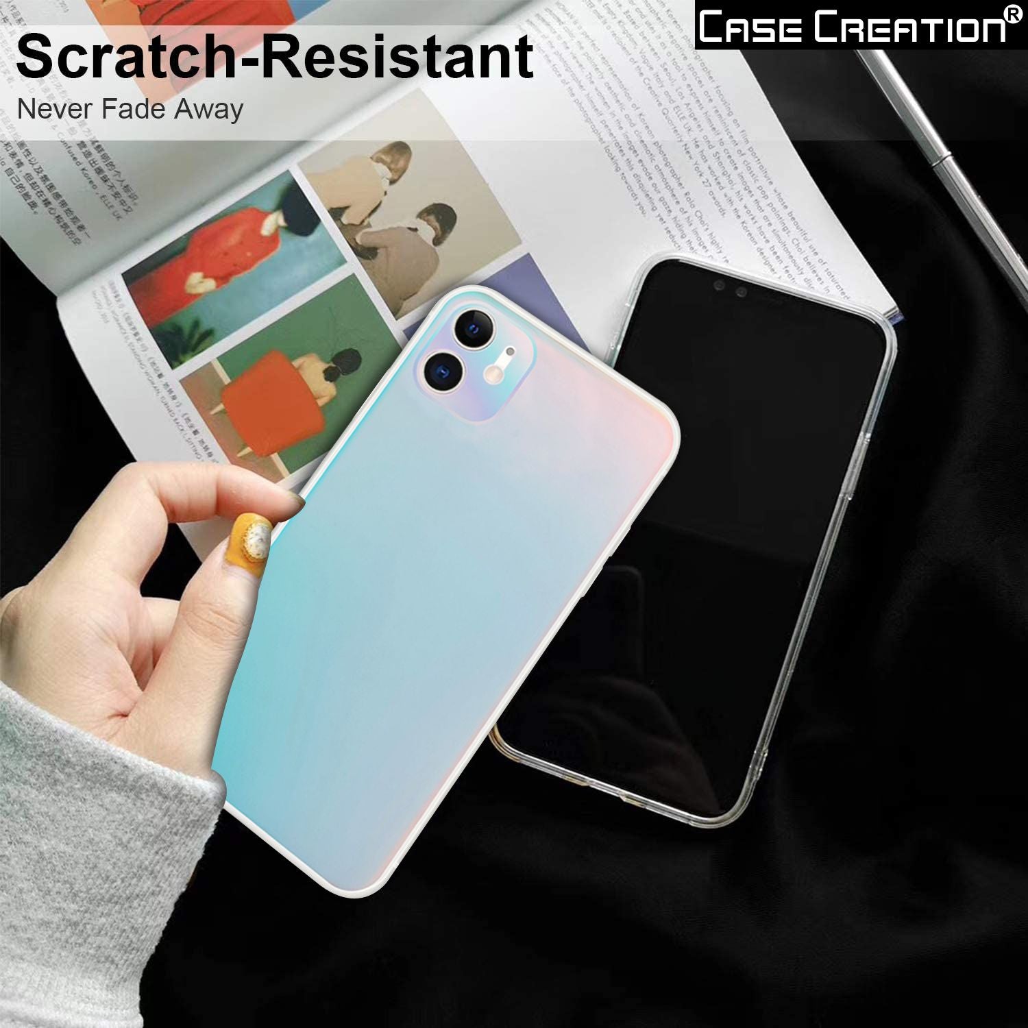 Holographic Clear Super Slim Apple 3D Color Changing Fashion Cool Reflective Hard Back Cover
