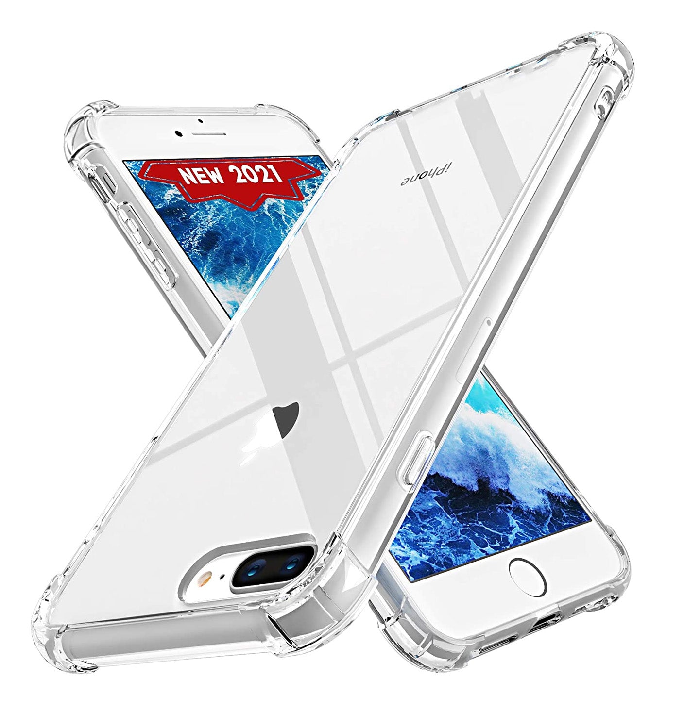 Hard Transparent Clear Strong TPU iPhone Case + Tough Polycarbonate Crystal HD Clear