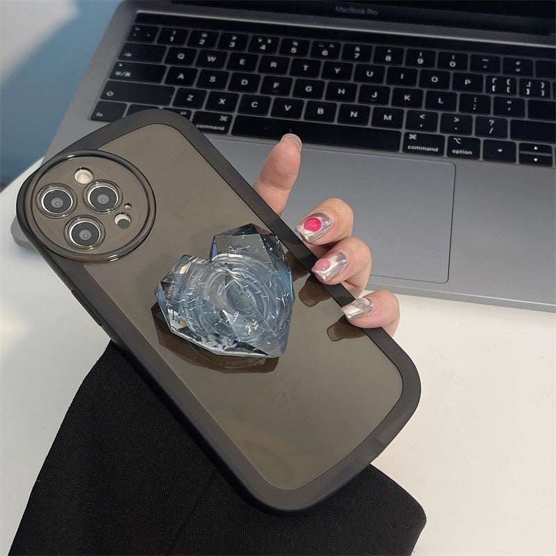 Crystal Love Resin Heart Pop Stone Holder with Transparent Camera Protection