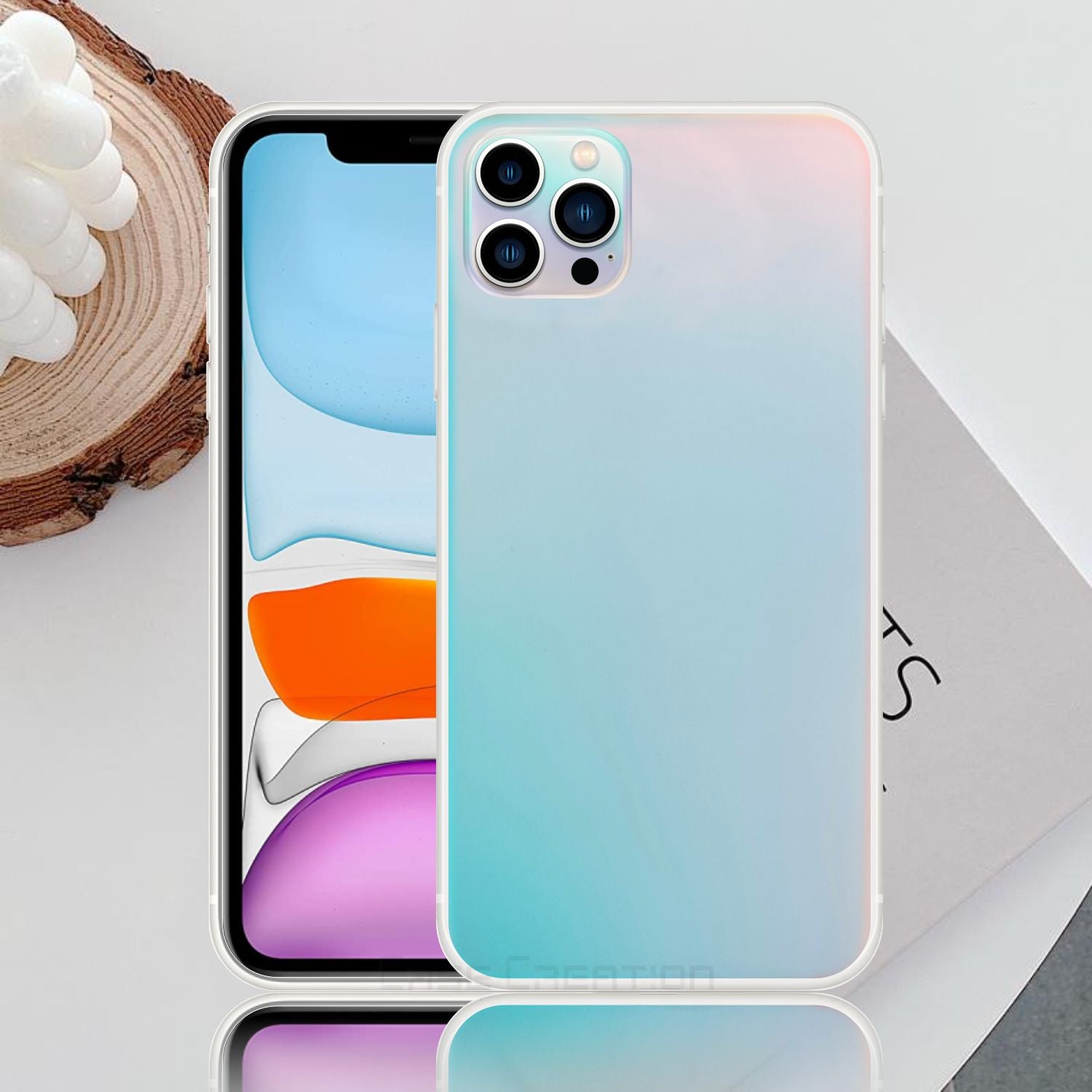 Holographic Clear Super Slim Apple 3D Color Changing Fashion Cool Reflective Hard Back Cover