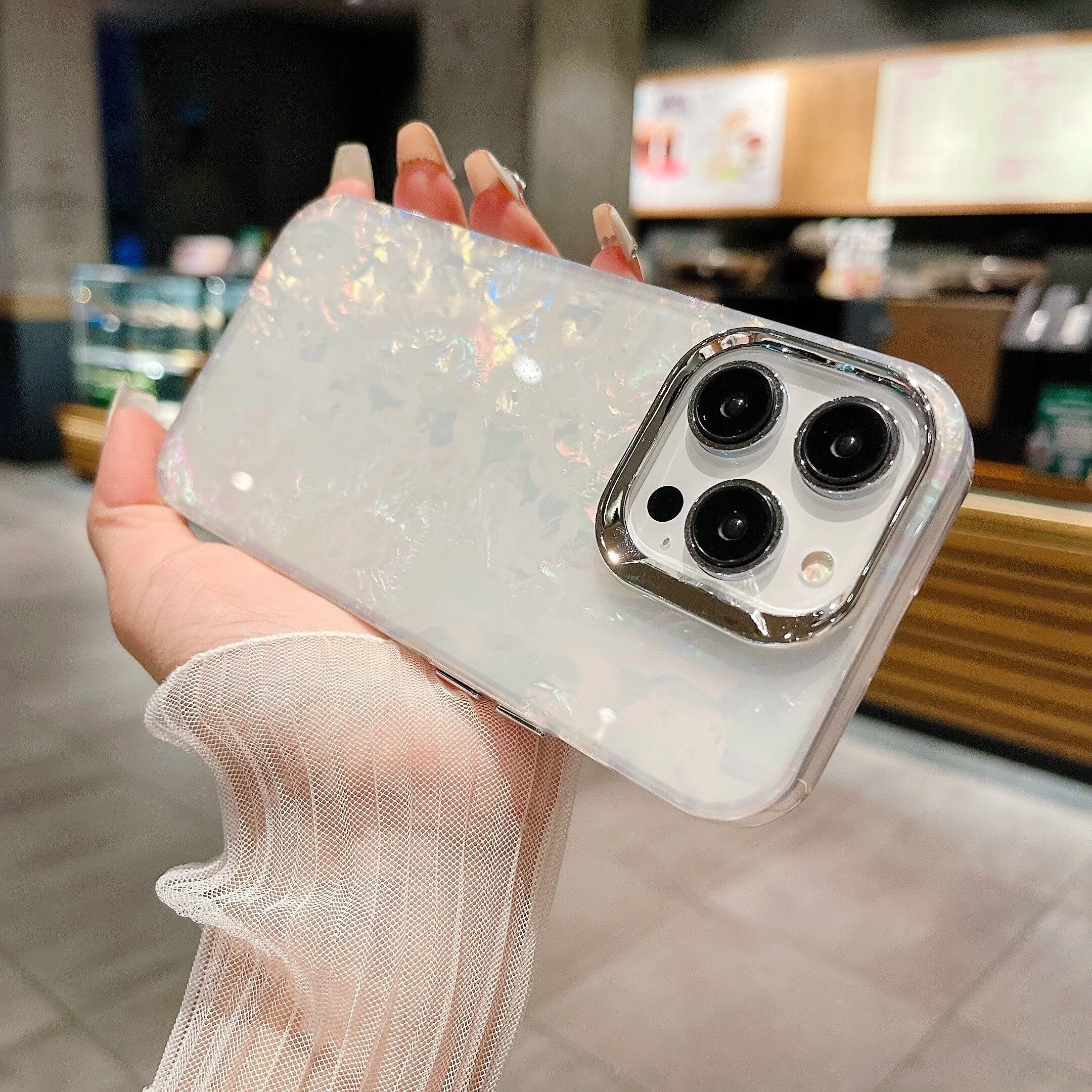 Holographic Marble Glitter Colorful Dreamy Hard Shell Phone Bling Case