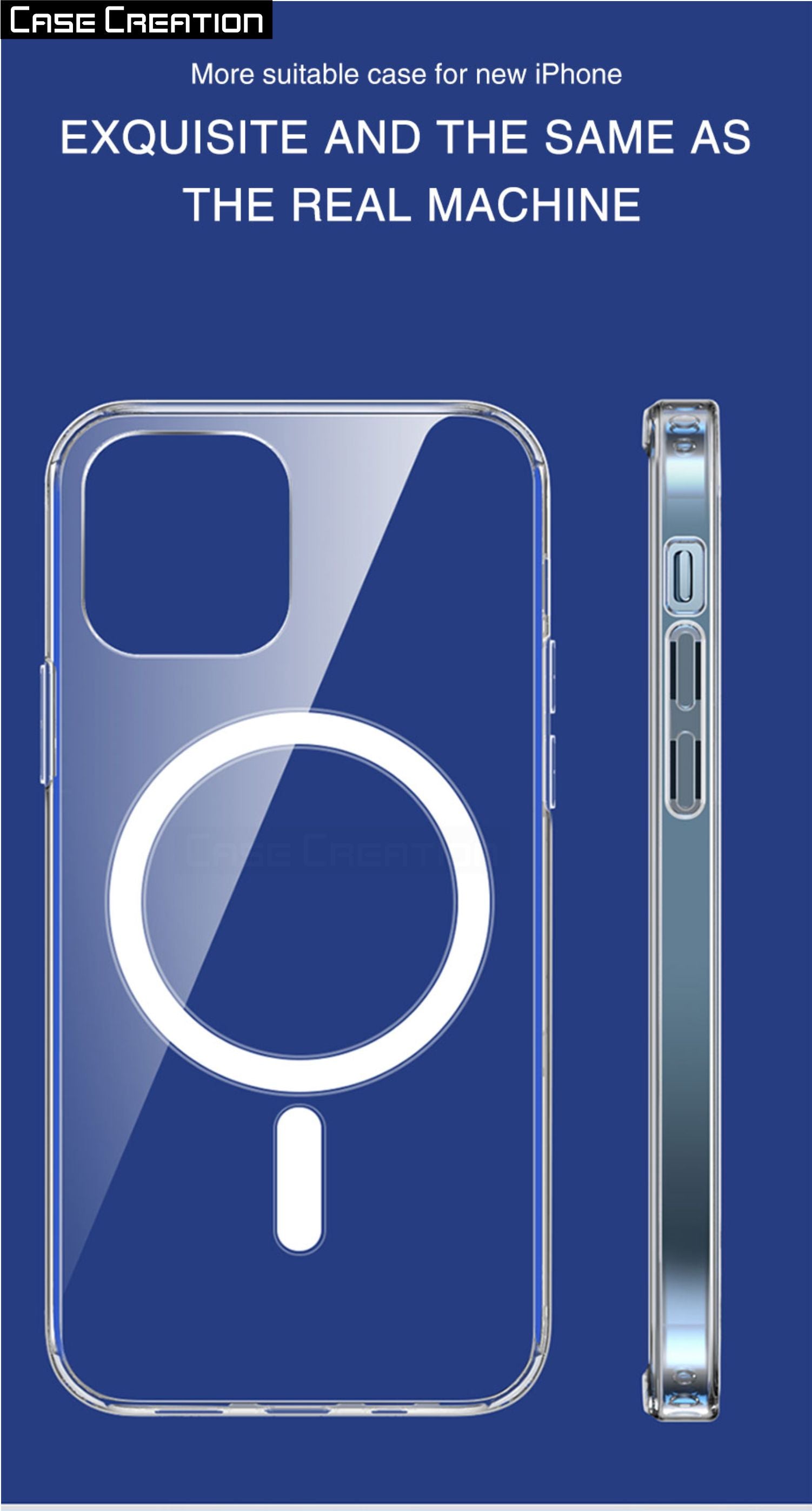 Magnetic MagSafe Transparent Clear TPU Case Supports Fast Wireless Charging