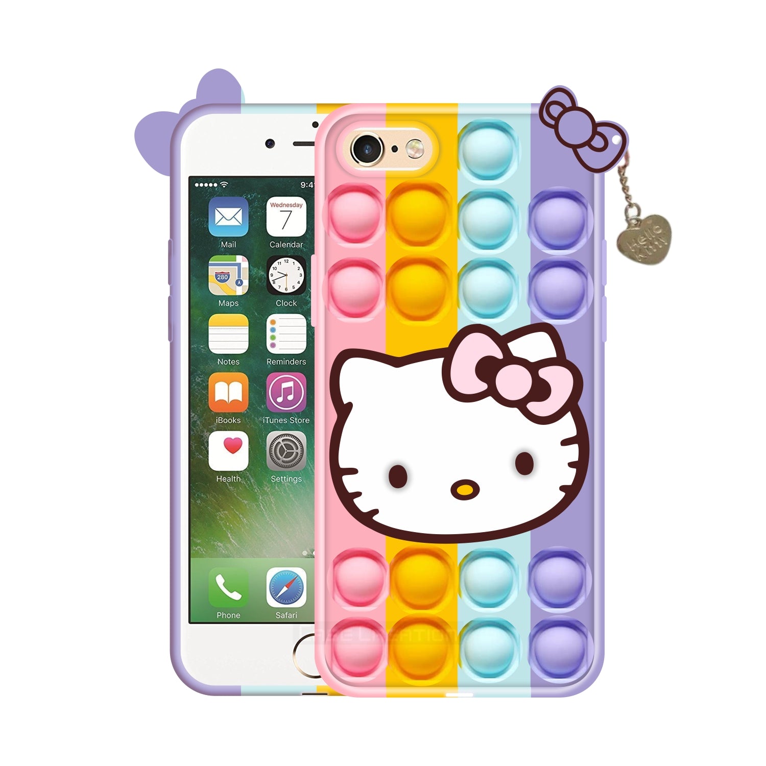 Push Pop Hello Kitty Cat Love Bubble Fidget Toys Game Stress Relief case