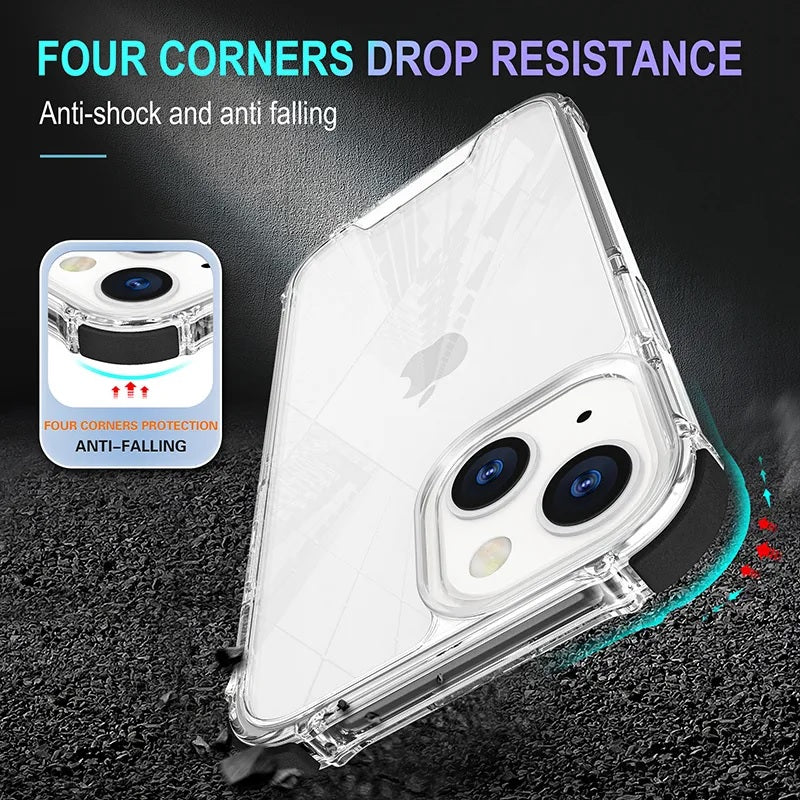 Hard Transparent Clear Strong TPU iPhone Case + Tough Polycarbonate Crystal HD Clear