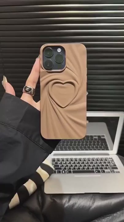 3D Heart Shape Design Embossed Wrinkle Cute Silk Pattern Silicone Fashion Aesthetic Cover