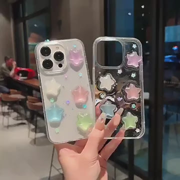 Luxury Translucent Colorful Cute Stars Resin Phone Case