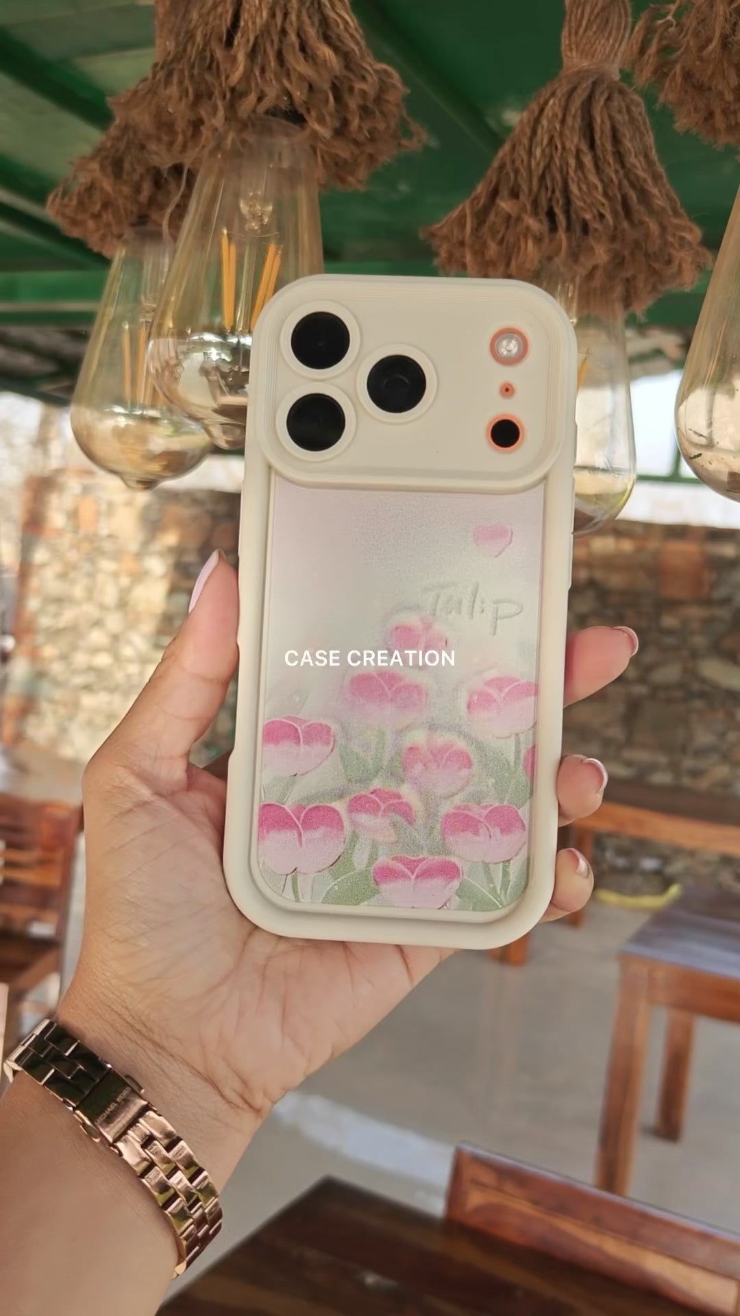3D Tulip Flower Hot Floral Pastel Pink Cute Design Aesthetic Print Cover - Beige