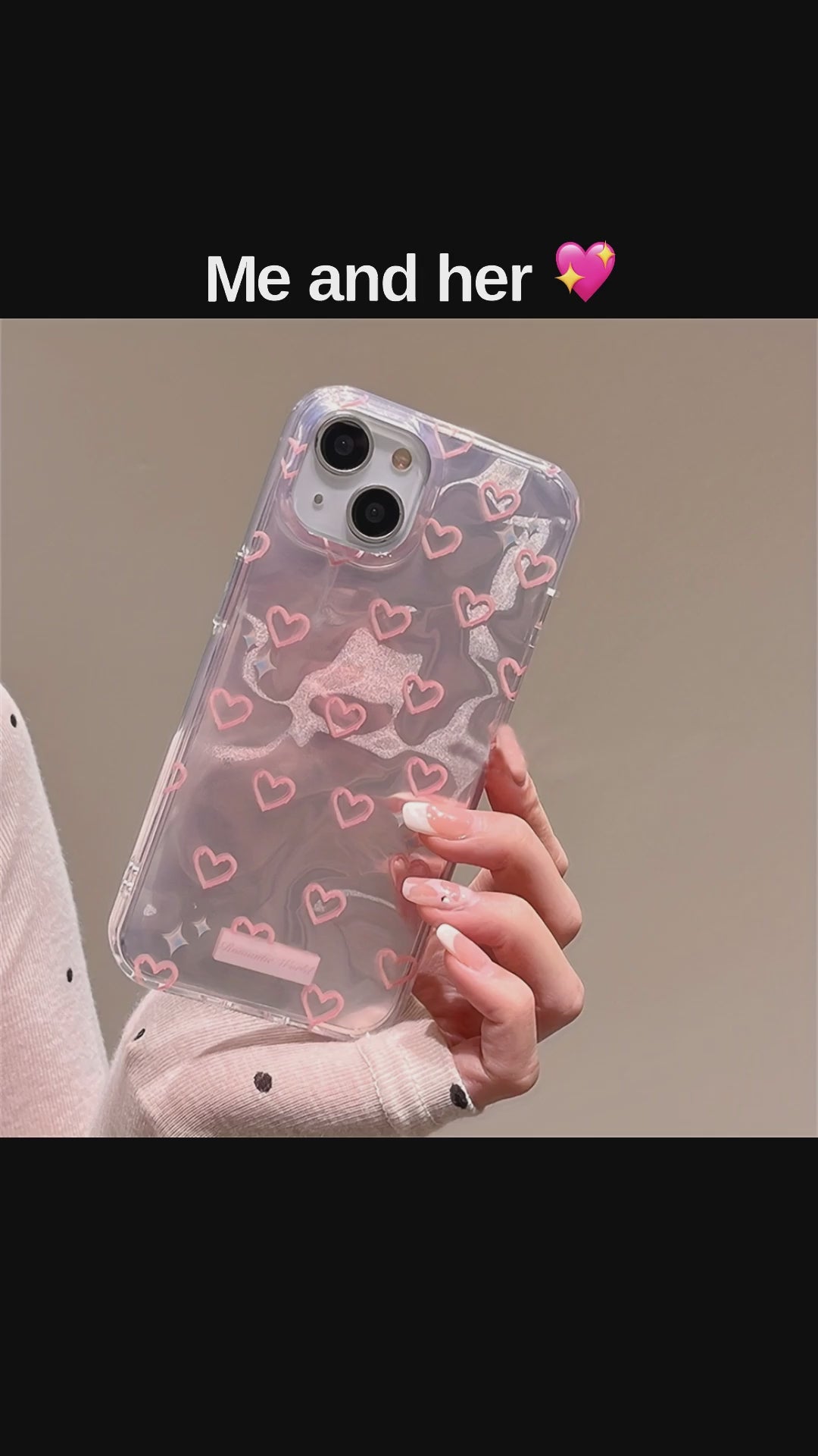 3D Heart Aesthetic Handcrafted Real Pearl Accents & Iridescent Holographic Waves (Blush Silver & Pearlescent Silver)