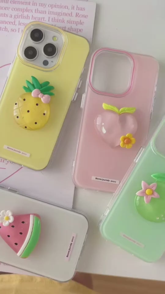 3D Watermelon Clear Aesthetic Clay Art Soft Silicone Flower Accent for Girls & Women (Pastel Mint & Crimson Slices)