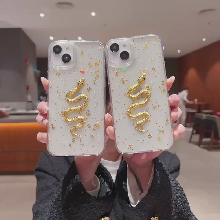 3D Luxury Snake Dollar Resin Translucent Cute Hard Epoxy Shimmer Art Sparkle Princess Phone Case