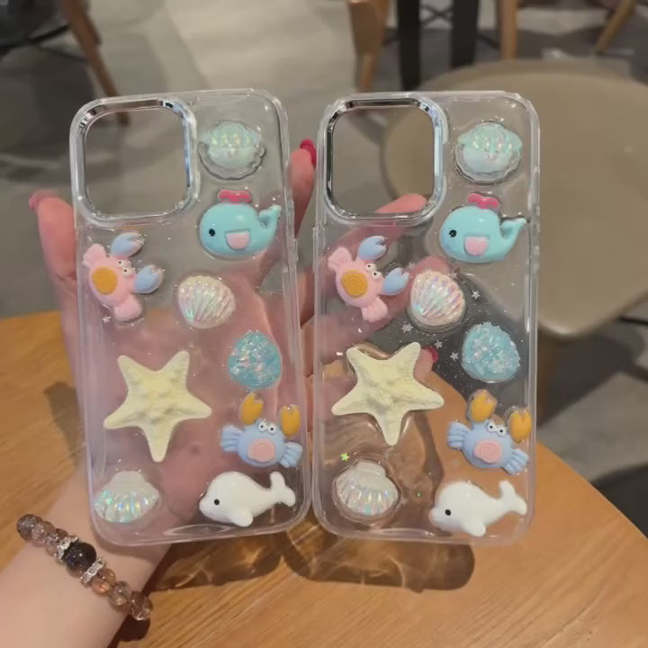 3D Resin Ocean Starfish Aesthetic Cute Pinterest Korean Style Water Marine Life Sea Animal & Seashell Charms Y2K Coastal Girl Mobile Case