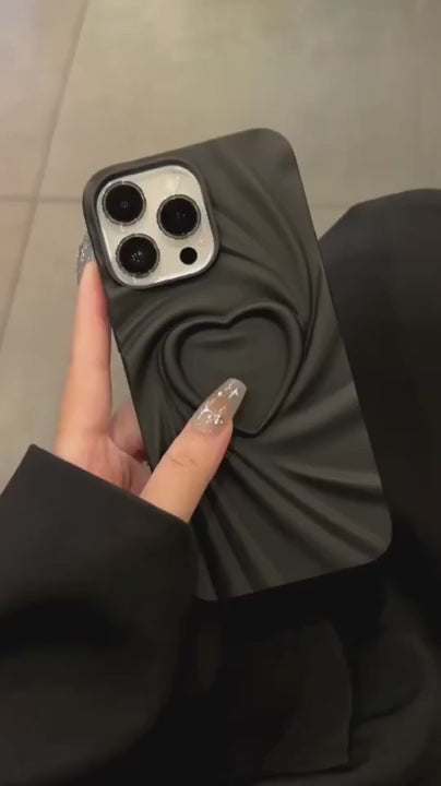 3D Heart Shape Design Embossed Wrinkle Cute Silk Pattern Silicone Fashion Aesthetic Cover