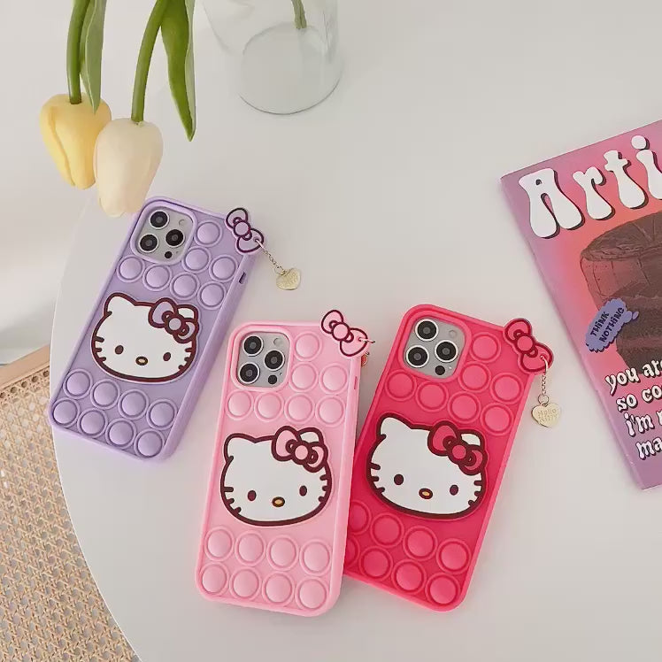 Push Pop Hello Kitty Cat Love Bubble Fidget Toys Game Stress Relief case