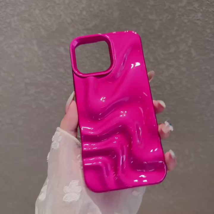 Metallic Pink Swirl Hot 3D Minimalist Faux Wave Wrinkle Cute Design Aesthetic Cover for Girls